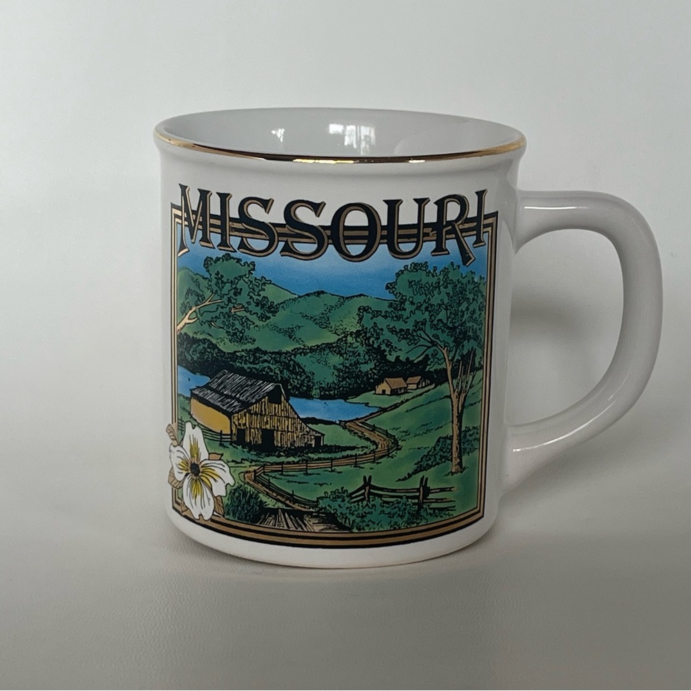 Vintage Travel Souvenir Missouri State Coffee Mug Farm/Homestead Made In Japan